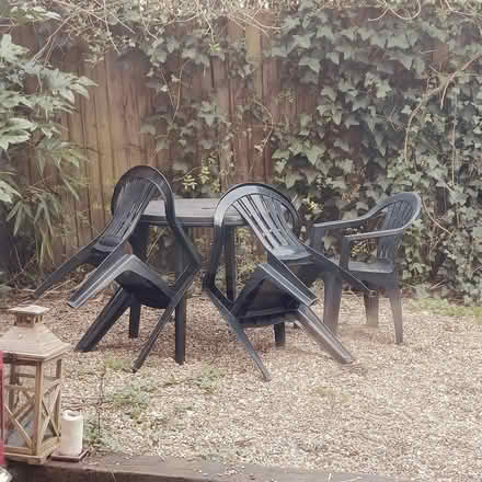 Photo of free Round garden table and 3 chairs (East Finchley N2) #1