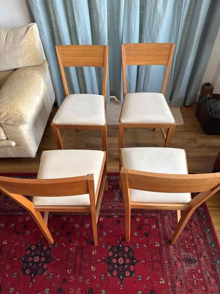 Photo of free 4x wood and fabric dining chairs (Eling (SO40)) #1