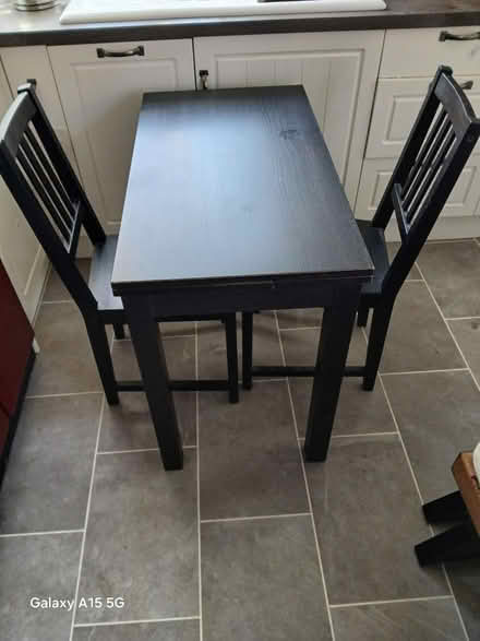 Photo of free Black Table and 2 Chairs (SO22 6ED) #2
