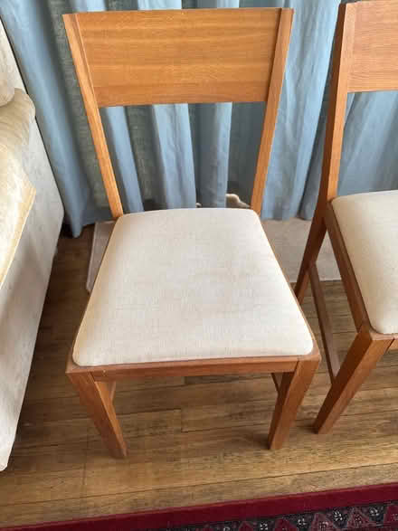 Photo of free 4x wood and fabric dining chairs (Eling (SO40)) #2