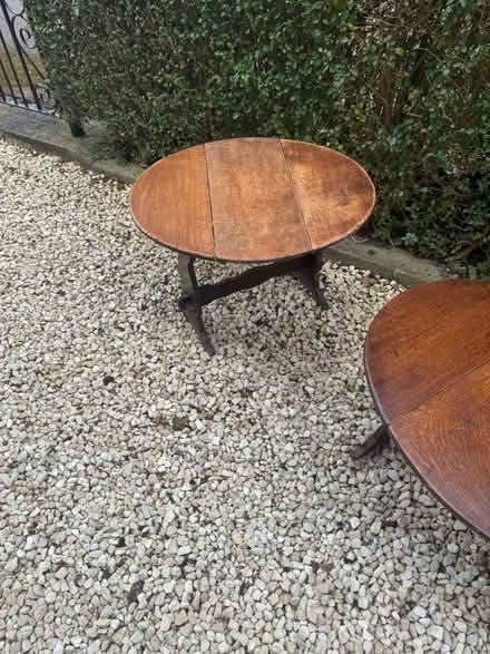 Photo of free Two wooden side tables (S35 high green) #3