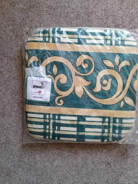 Photo of free Green and cream Garden cushion (Burwell CB25) #2
