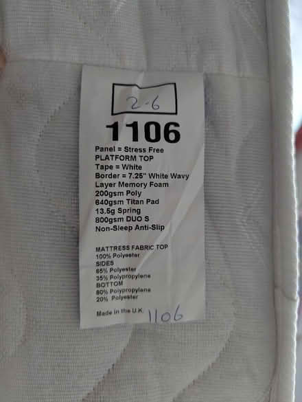 Photo of free Stress Free Small Single Mattress (Smedley Street DE4) #2