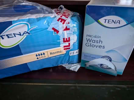 Photo of free TENA pads and wash gloves (Kilsby CV23) #1