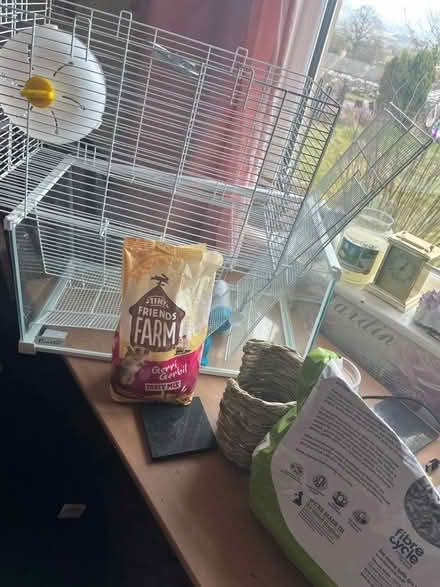 Photo of free Gerbil cage with glass burrowing base, food and bedding (Newbiggin CA11) #1