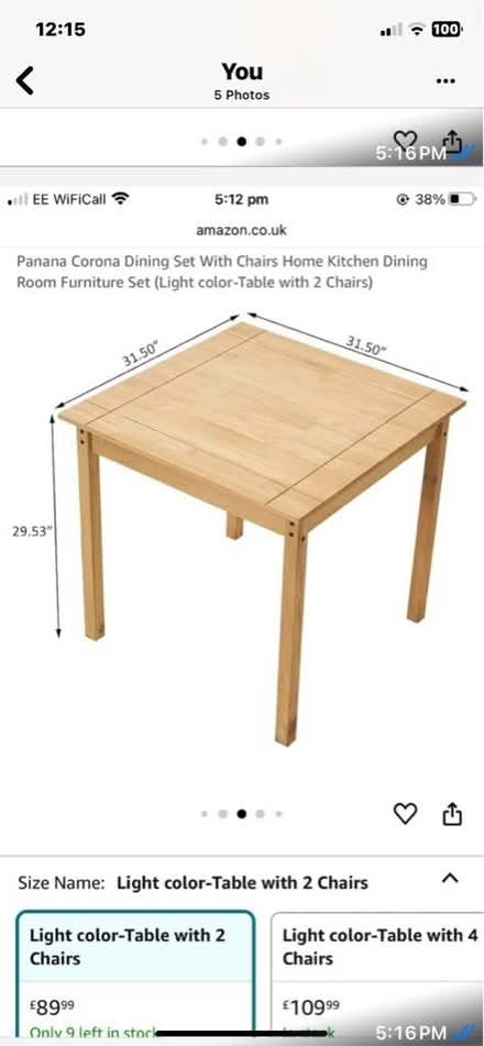 Photo of free Light wood table and 2 chairs (Sanderstead CR2) #1