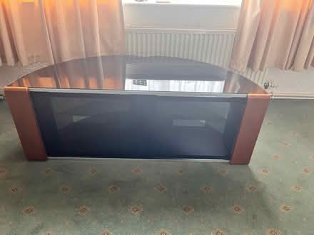 Photo of free glass and wood tv cabinet (dn5 8pg scawsby doncaster) #1