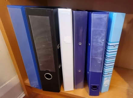Photo of free A4 files including blue 4-ring binder with plastic wallets (Wilmslow SK9) #1