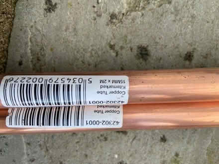 Photo of free 2 pieces of 15mm copper piping (Simonstone BB12) #1