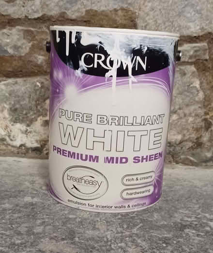 Photo of free Crown Brilliant White Mid-Sheen Emulsion 0.75 litres approx. (Primrose LA1) #1