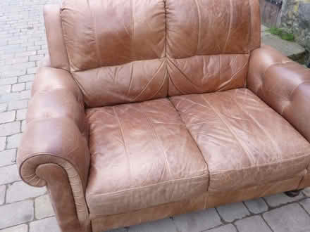 Photo of free Brown leather sofa (Rhydycroesau SY10) #2