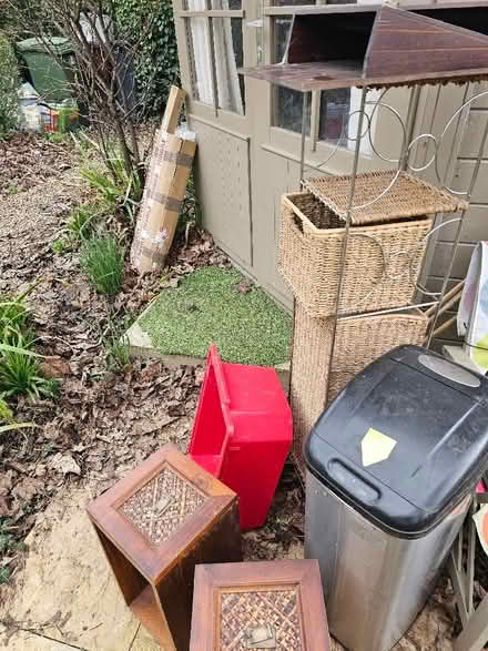 Photo of free Steel bin, plastic box, wicker basket and wooden drawers (Sutton Courtenay OX14) #1