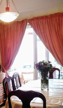 Photo of free A pair of Peach velvet curtains with lace underlay (Wetherby LS22) #3