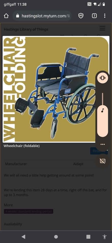 Photo of free Wheelchair - manual (TN34 Hastings Town Centre) #1