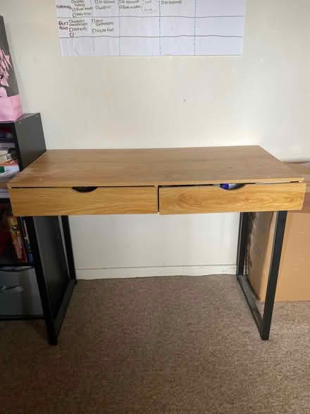 Photo of free Wooden / black desk with drawers (Windsor Quay, Cardiff CF11) #1