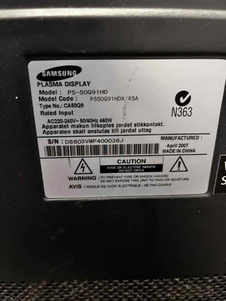 Photo of free Samsung 63inch plasma tv (West Drayton UB7) #2