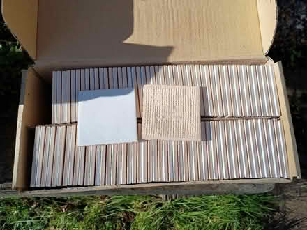 Photo of free 2 boxes Bumpy white 10x10cm tiles (Twickenham TW1) #2