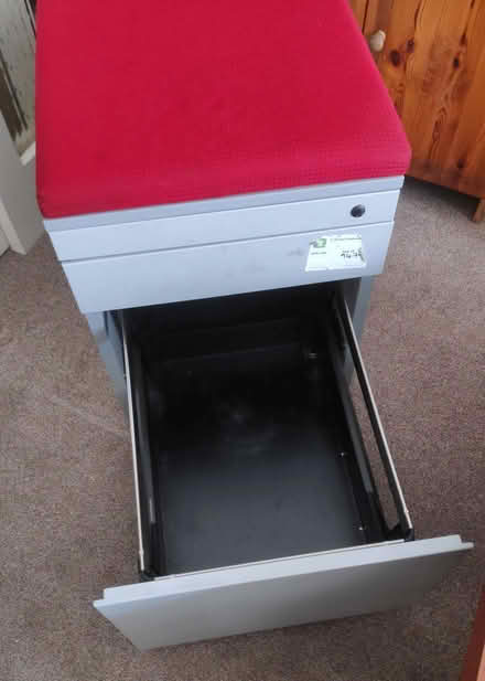 Photo of free Sit-on filing cabinet with 3 drawers, one castor broken (Woodlands TW7) #3