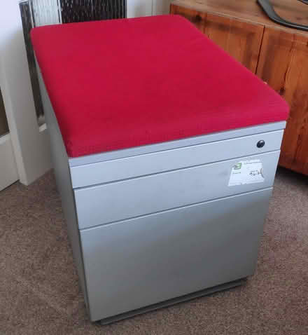 Photo of free Sit-on filing cabinet with 3 drawers, one castor broken (Woodlands TW7) #1