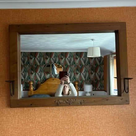 Photo of free Pine mirror with candle holders (Welwyn Garden City Al7) #1