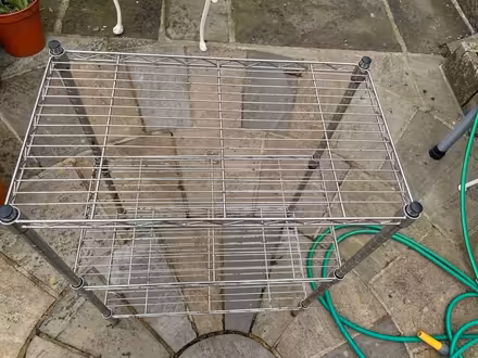 Photo of free Three tier ‘chrome finish’ metal shelves. (Matlock DE4) #1