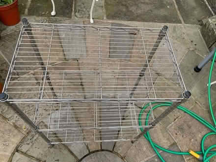 Photo of free Three tier ‘chrome finish’ metal shelves. (Matlock DE4) #1