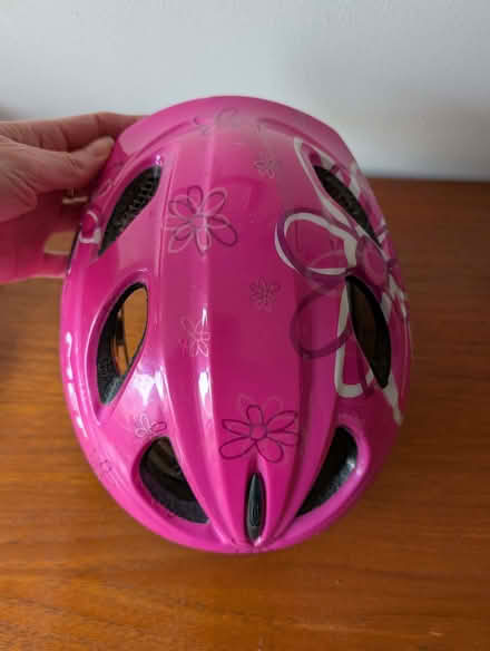Photo of free Girls bicycle helmet and gloves (barely used, no accidents) (Buggs Bottom RG4) #1