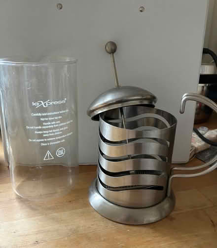 Photo of free 8 cup cafetière glass inner and metal holder (Bisley Road GL5) #1