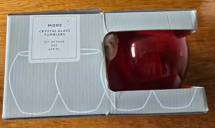Photo of free Four Red Dunelm Crystal Glass Tumblers (Malvern Link WR14) #3