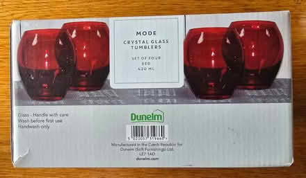 Photo of free Four Red Dunelm Crystal Glass Tumblers (Malvern Link WR14) #1
