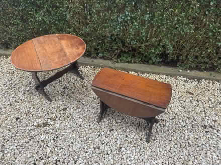 Photo of free Two wooden side tables (S35 high green) #2