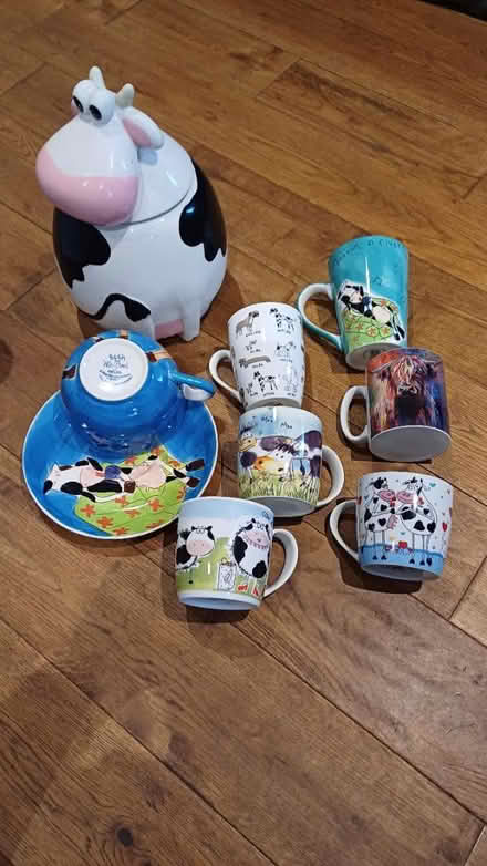 Photo of free Cow mugs and cookie jar (Brailsford DE6) #1