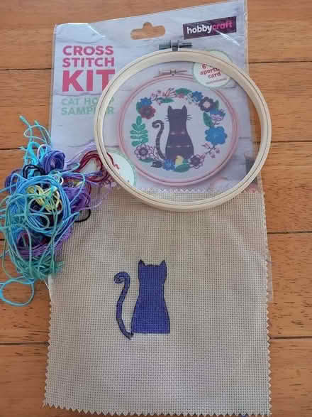 Photo of free Part completed 'Cat Home Sampler' cross stitch kit (Battle TN33) #1