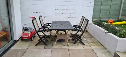 Photo of free Wooden garden table and 4 chairs (Dundrum) #3