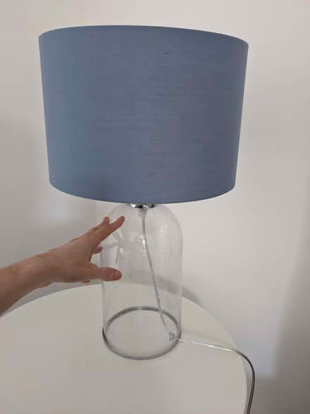 Photo of free Table lamp, glass base blue shade (Mousehold NR3) #1