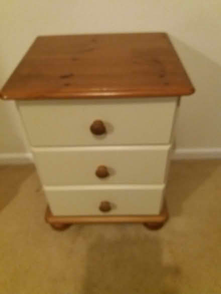 Photo of free Bedside cabinet (3 draw) 15" x 17" x 23". (Malvern Wells WR14) #2