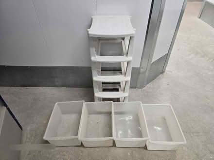 Photo of free White plastic shelving unit (Lewisham SE13) #3