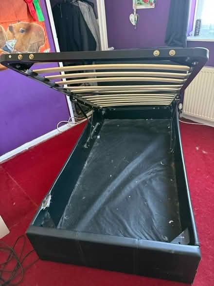 Photo of free Black leather gas lifted bed (Summersdale) #2