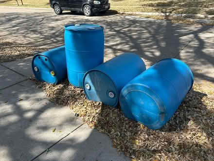 Photo of free Blue plastic barrels (Richardson, TX) #3