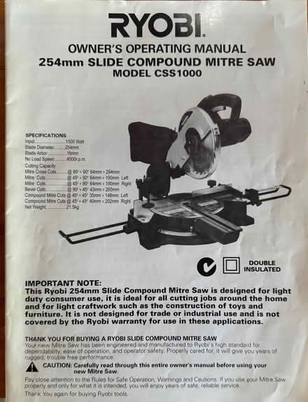 Photo of free Ryobi Compound Saw (Kaleen) #2