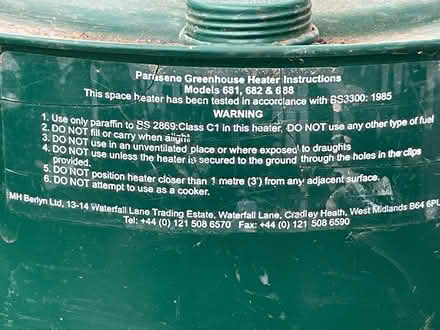 Photo of free Greenhouse heater (paraffin) (HR1 Tupsley) #3