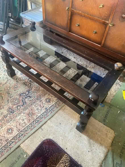 Photo of free oak glass-topped coffee table (Stretton, alfreton) #1