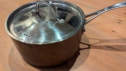 Photo of free Copper based saucepan with lid, 18cm diameter (Balsall Heath B12) #1