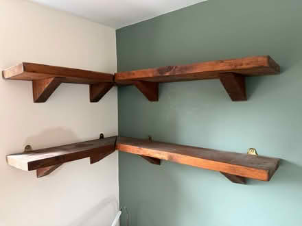 Photo of free Heavy corner wooden shelves (Sharnbrook) #1