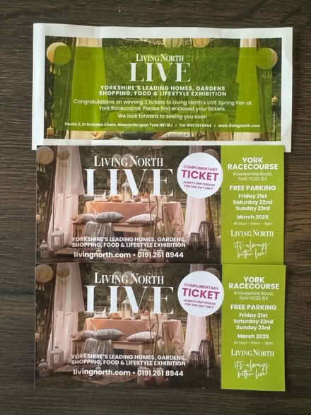 Photo of free Tickets x2 for Living North Live (S35 high green) #1