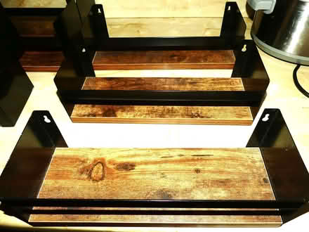 Photo of free 9 Metal Shelves With Wooden Bases (Freshbrook SN5) #1