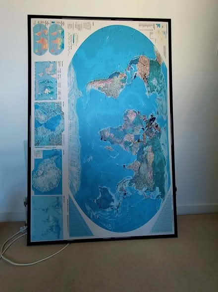 Photo of free map of the world inblack frame (Seaton Sluice NE26) #1