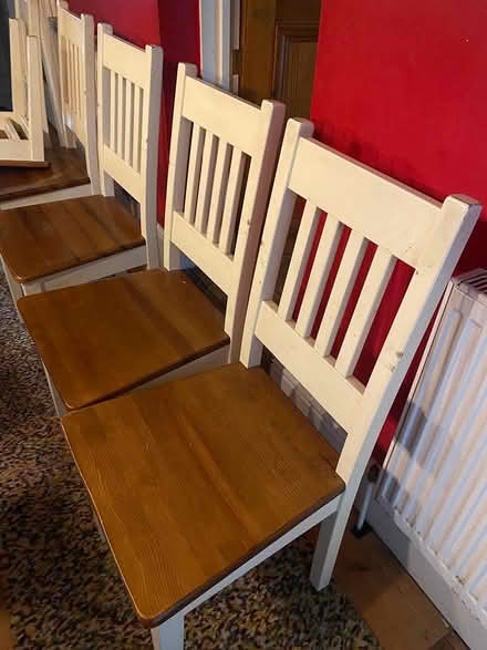 Photo of free 6 solid wooden dining chairs (Feltham TW13) #1