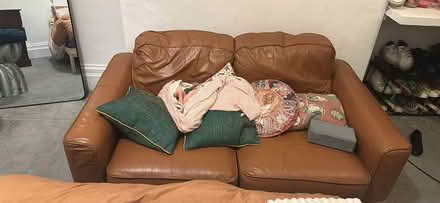 Photo of free Brown leather sofa (Bs66) #1