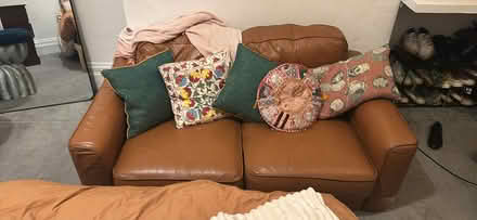 Photo of free Brown leather sofa (Bs66) #2